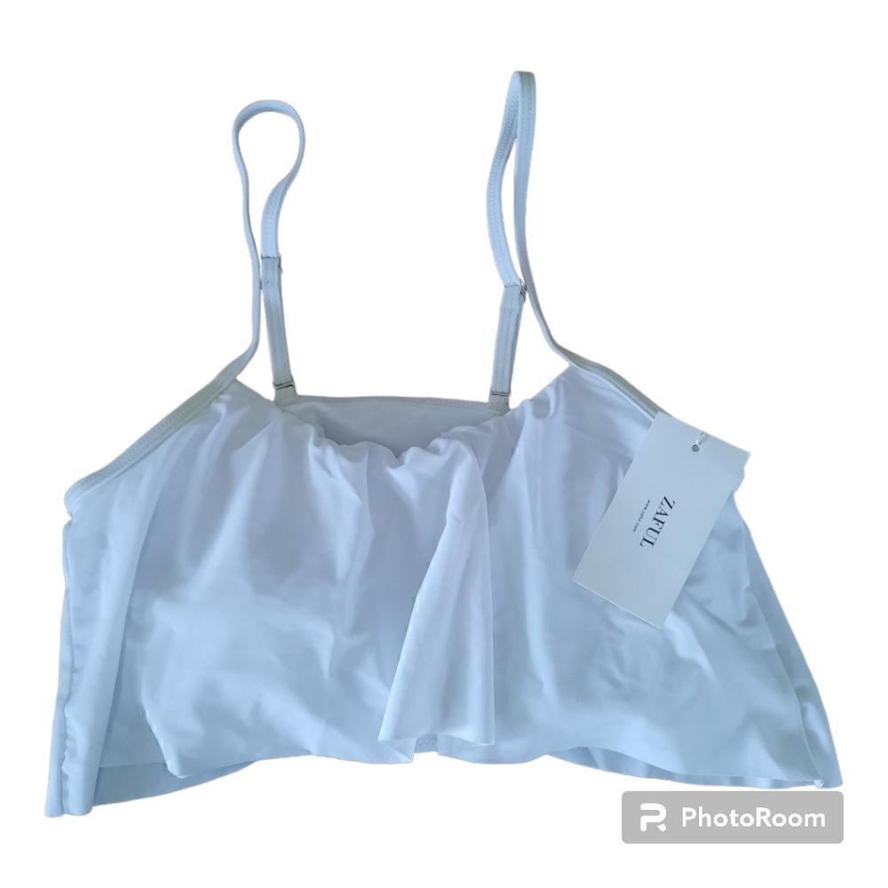 Zaful Ruffle Adjustable Straps Swimsuit Top